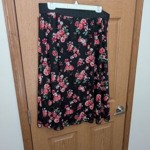 LuLaRoe Black Floral Midi Skirt
